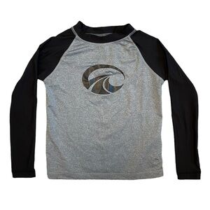 JACHS Manufacturing Co long sleeve rashguard wave logo gray black raglan M 5/6